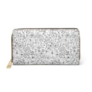 Zipper Wallet - Flower Patch White