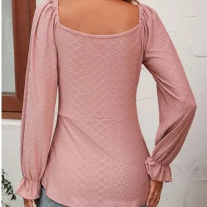 Drawstring Ruffled V-Neck Blouse