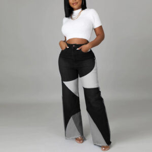 Mixed Color High Waist Jeans