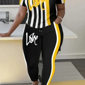 Bold Love Stripe Print Two-Piece Sweat Set